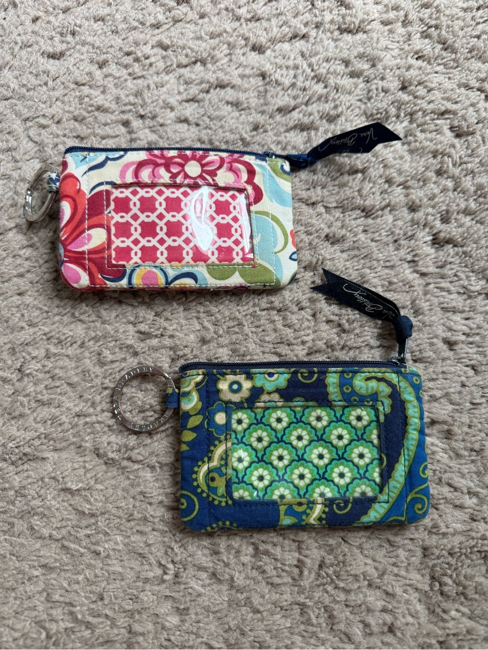 Vera Bradley Navy, Green & Pink Quilted Cardholder Key Pouches